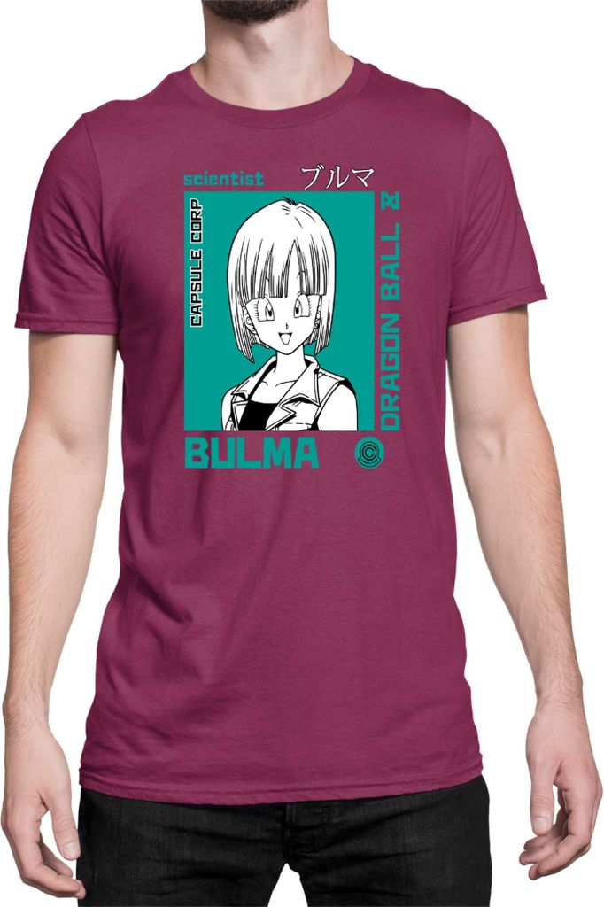 Herren T-Shirt Dragon Anime Manga Ball Z Bulma 01, Man L / Burgundy