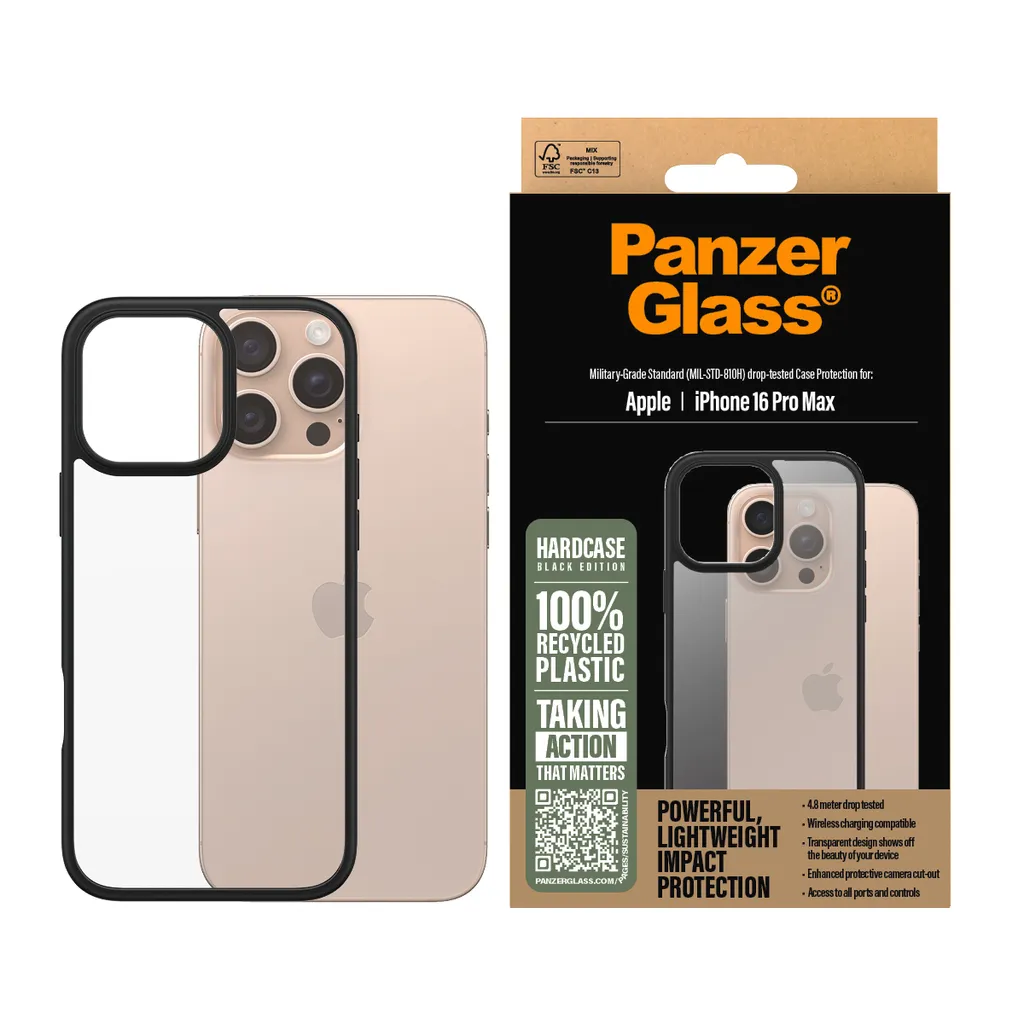 Cover iPhone 16 Pro Max PanzerGlass HardCase - Protezione Militare Nera