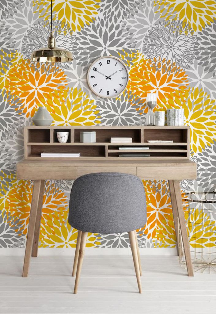 Coloray Fototapete 208x146 cm Vlies-Fototapete - Chrysantheme blüht Floralgray.