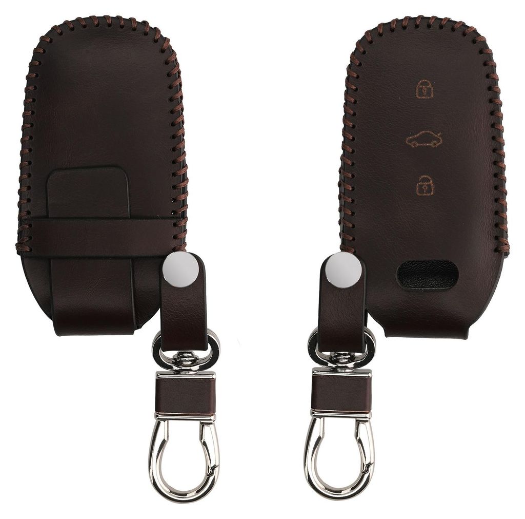 kwmobile Leder Autoschlüssel Hülle kompatibel mit Audi 3-Tasten Autoschlüssel Keyless Schlüsselhülle - Schlüssel Tasche Braun
