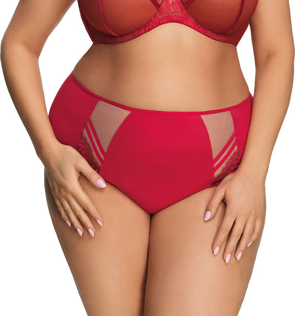 Gorsenia Damen Slip Unterhose Tüll Spitze hoher Bund K497 Paradise, schwarz, 4XL