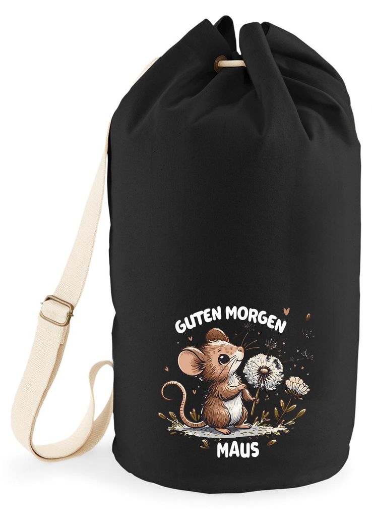 Huuraa Seesack Guten Morgen Maus 20 Liter Black Baumwolle Rucksack Geschenkidee
