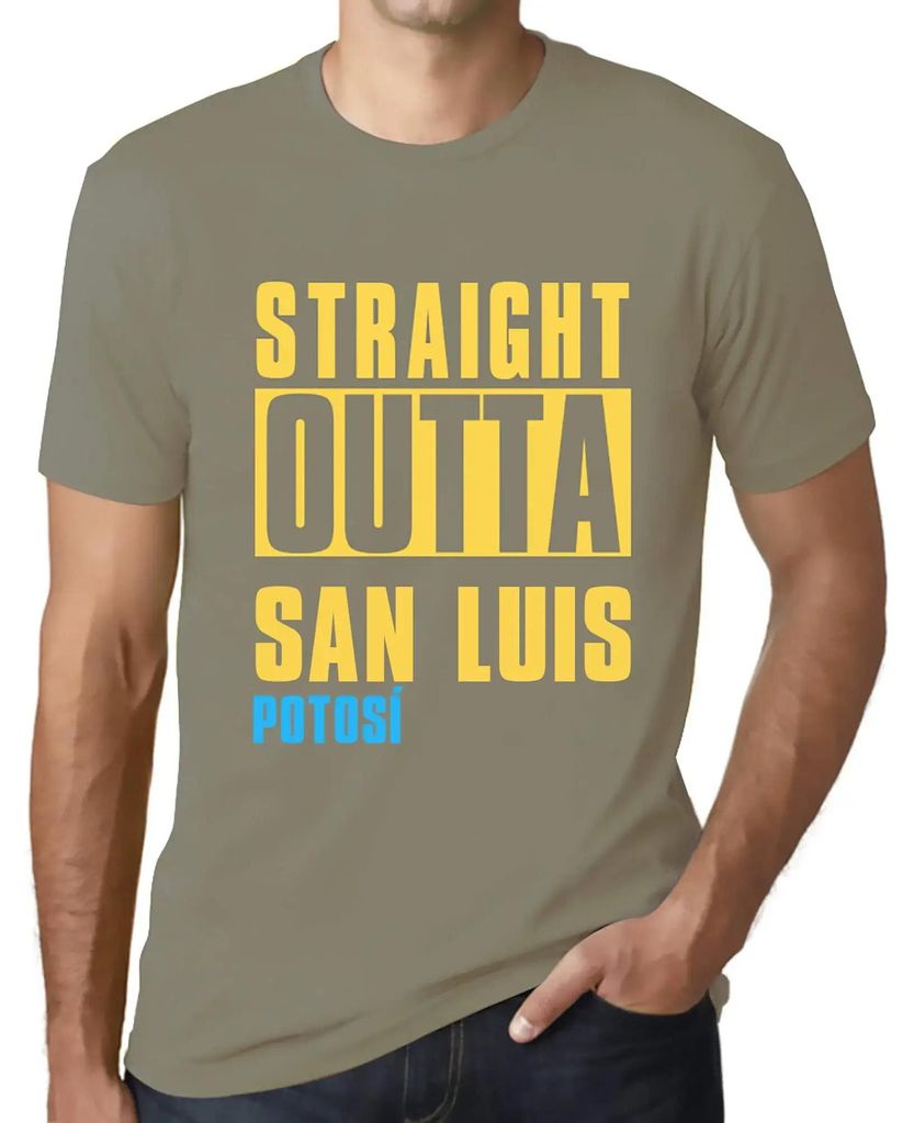 Herren Grafik T-Shirt Straight Outta San Luis Potosí Öko-Verantwortlich Vintage Jahrgang Kurzarm Lustige Druck Geburtstag Geschenk Mann