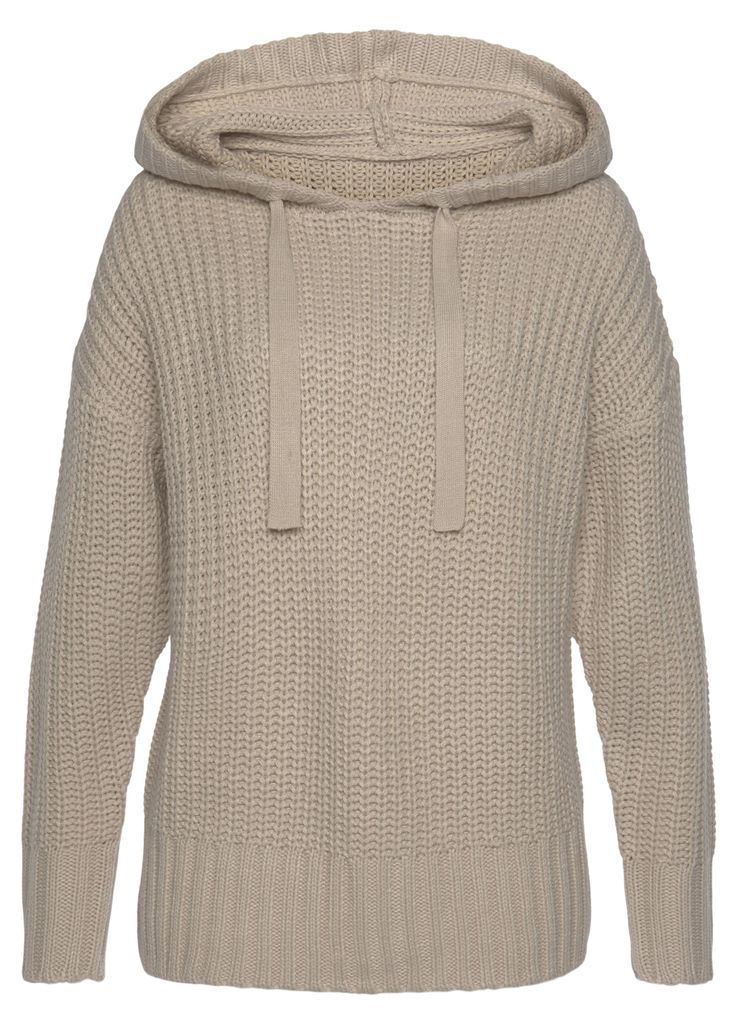 LASCANA Kapuzenpullover aus weichem Grobstrick beige Größe Produktbild 