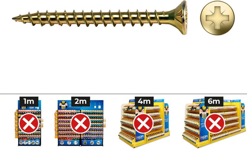 Celo 9B2510Vlox - Velox Holzschraube Vollgewinde Vollsenkkopf Senkkopf Abdruck Pz Durchmesser 2,5X10 Mm, Bichromat, 1000 Stück