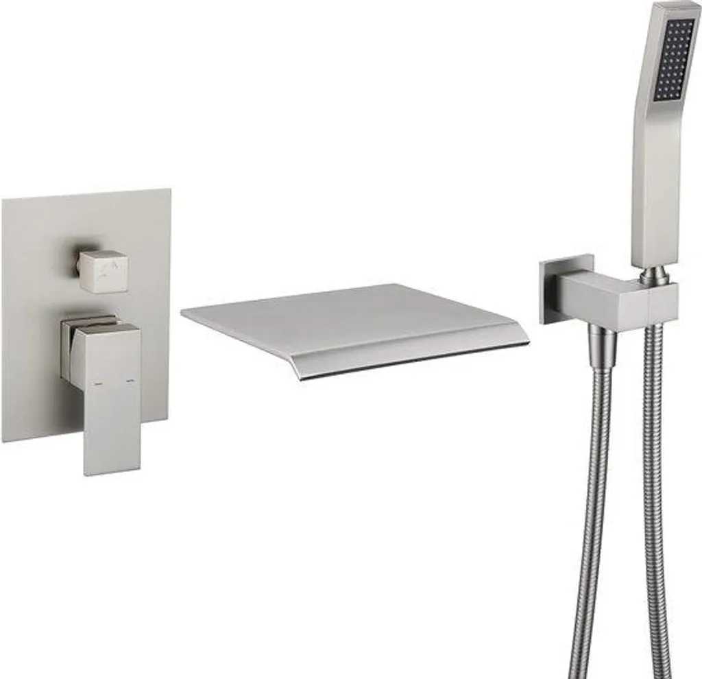 WEBO Miscelatore Vasca Incasso Cascata Inox RVS: Design d'Elite