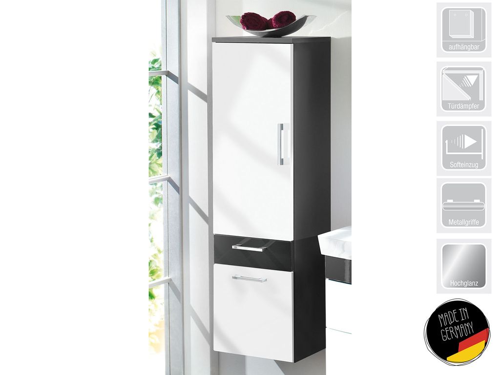 Hoge kast, antraciet-wit Productafbeelding 