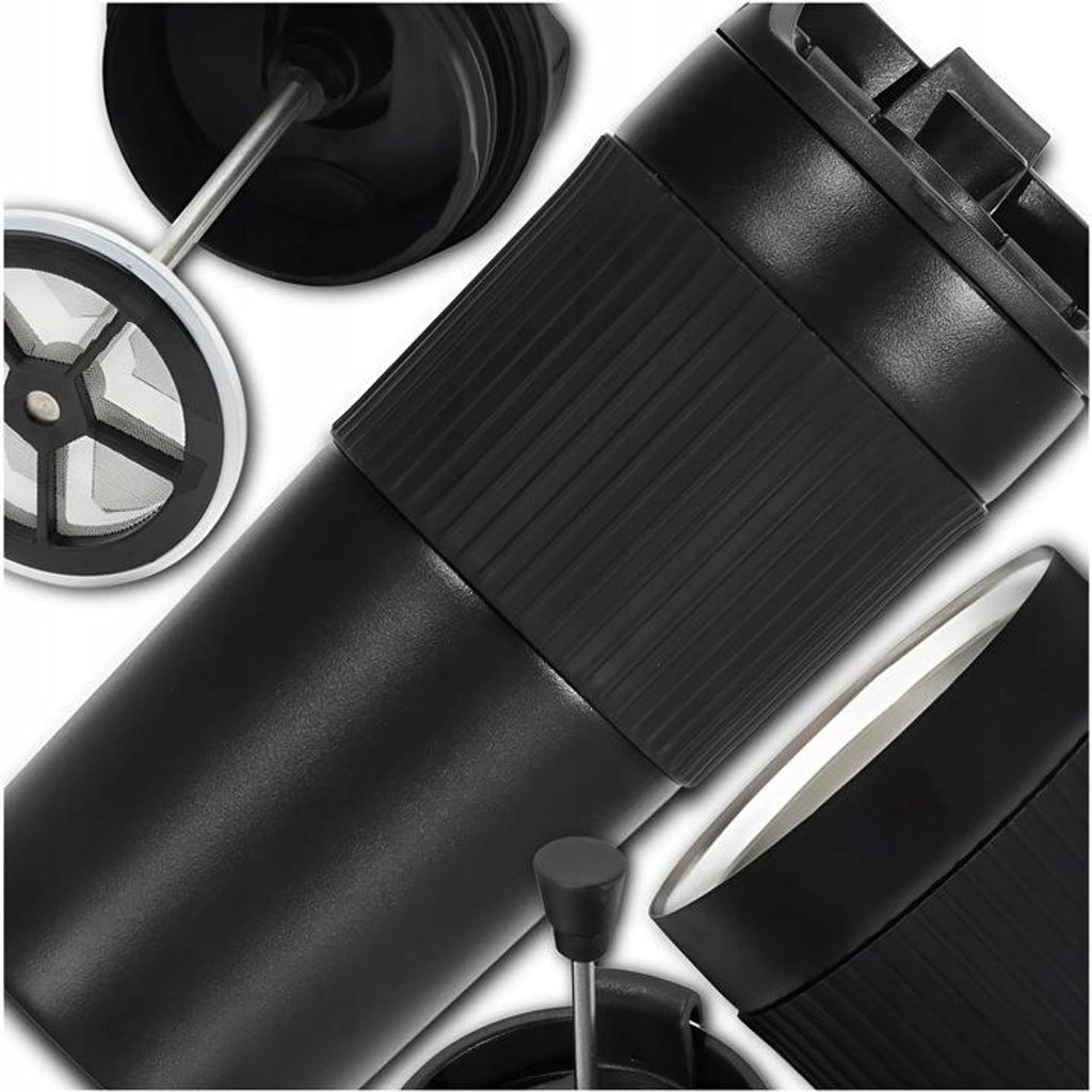 Thermobecher 400ml Schwarz Mit Trinkmundstueck Auslaufsicher Edelstahl To Go Fuer Kaffee Tee Auto Becherhalter Warm Kalt 12h