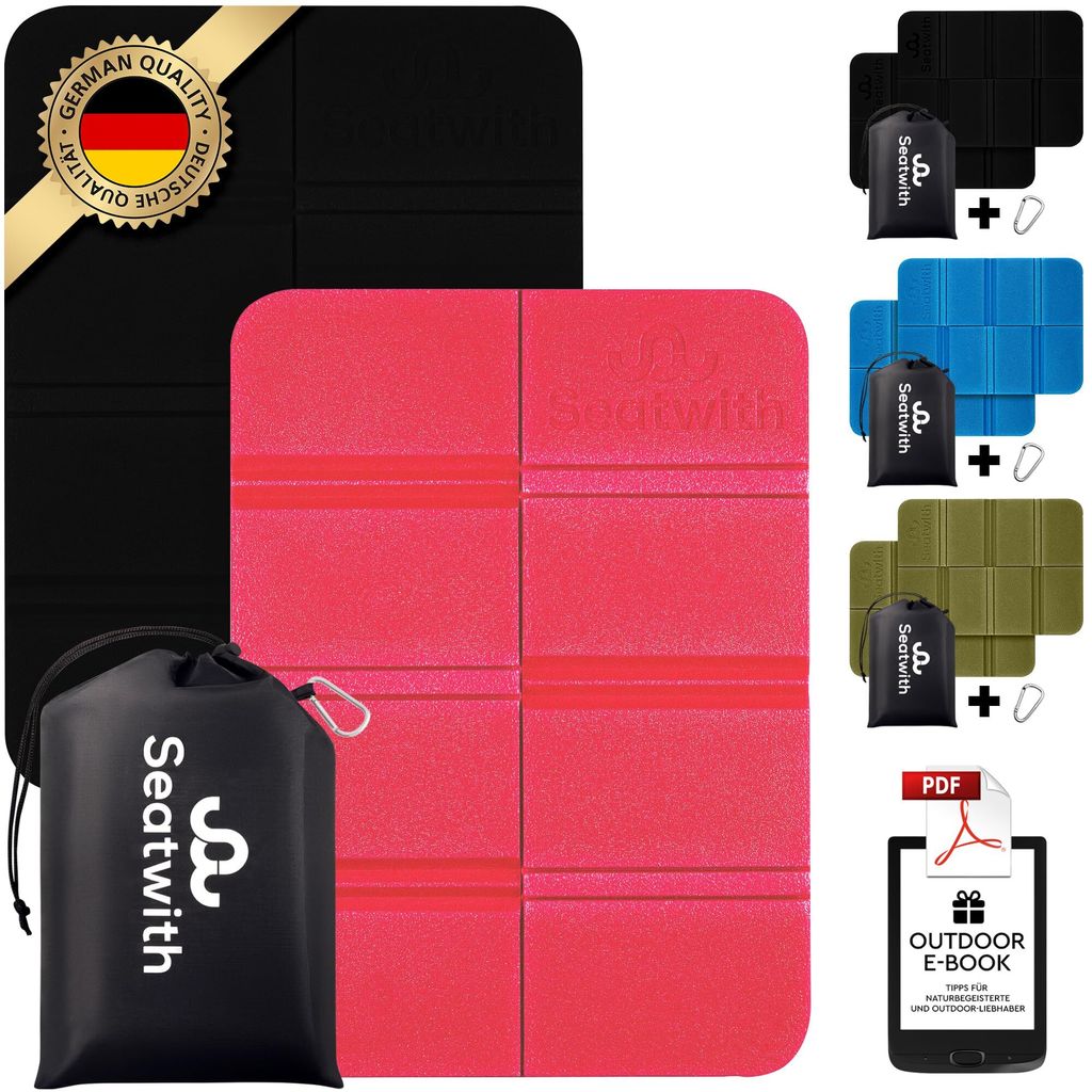 2er Set faltbare Iso-Thermo-Sitzkissen mit Tragetasche und Produktbild 