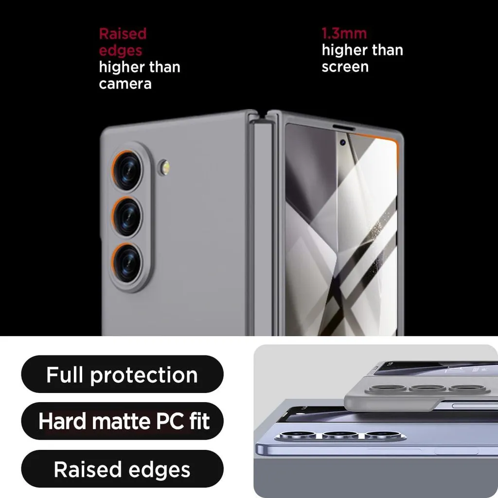 Custodia Samsung Galaxy Z Fold 7 Grigia con Vetro Temperato Integrato - 7