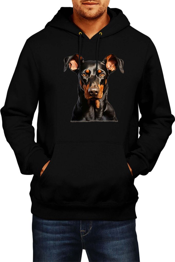 Herren Kapuzenpullover Dogs Breeds Doberman Pinscher Dog Breed 005, Man S / Schwarz