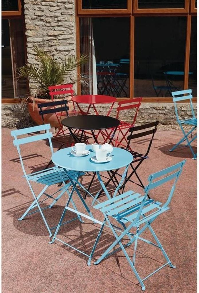 Bolero Runder Klapptisch Rot 60cm – Stabiler Stahl, Klappbar, Für Terrasse & Balkon, Platzsparend Und Wetterfest