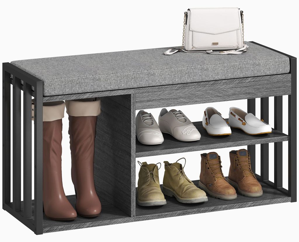 Schuhregal mit Sitzbank, Flurregal für Schuhe, Schuhschrank mit 3-stufigem Design, für Flur, Eingangsbereich, Wohnzimmer, Schlafzimmer, Spanplatte