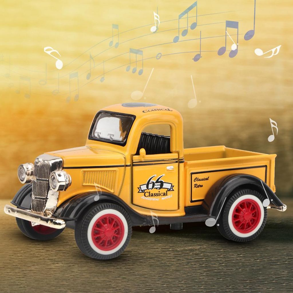 Legierung Zurückziehen Auto Spielzeug Pickup Truck Modell Diecast Sound Licht Fahrzeug Spielzeug (Gelb)