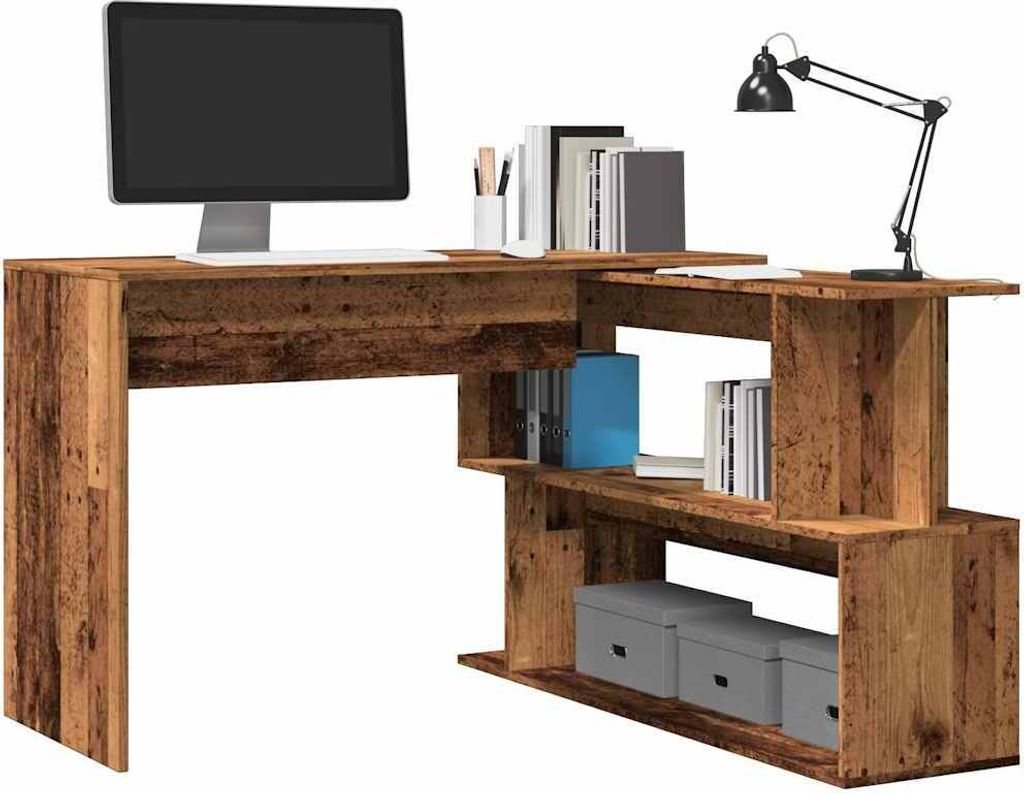 "WINTER SALE"Eckschreibtisch Altholz-Optik 200,5x50x76cm Holzwerkstoff NEU472891 - Schreibtische