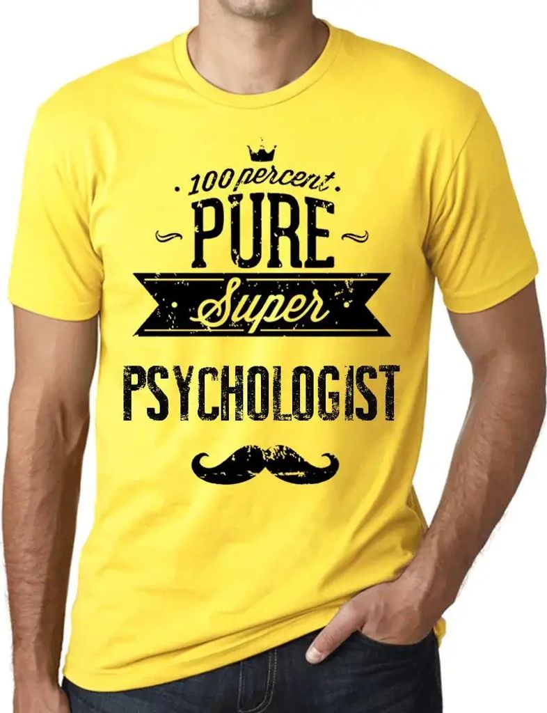 Herren Grafik T-Shirt 100% reiner Superpsychologe – 100% Pure Super Psychologist – Öko-Verantwortlich Vintage Jahrgang Kurzarm Lustige Druck
