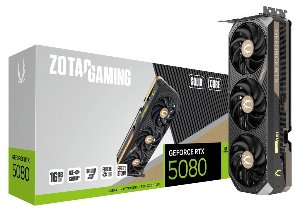 ZOTAC GeForce RTX 5080 SOLID CORE, Grafikkarte, (DLSS 4, 3x Produktbild 