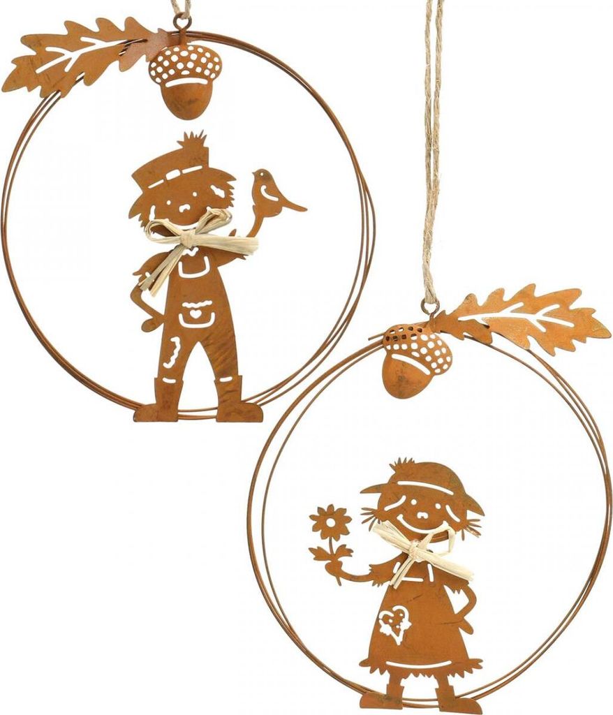 Dekohänger Rostoptik Herbstdeko Metallringe Ø13cm 4er Set Produktbild 