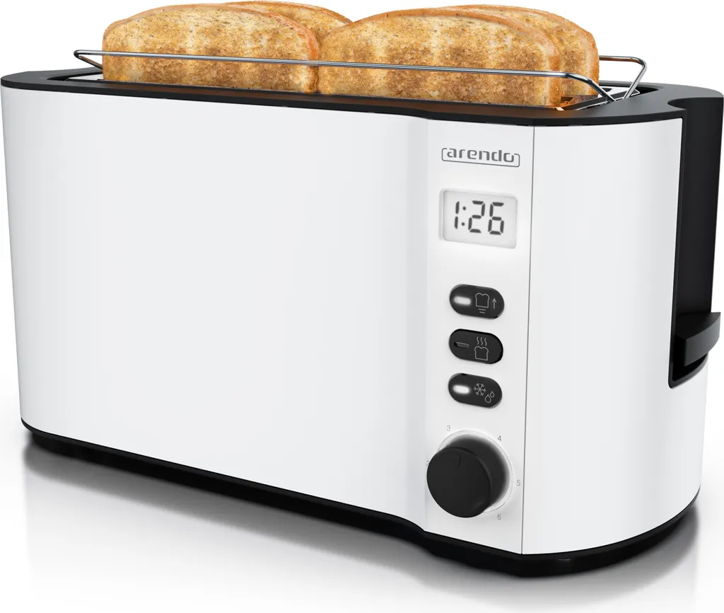 Grille-pain inox 4 tranches parois froides Arendo blanc 1500W