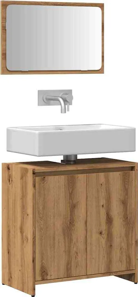 Ensemble meuble salle de bain anti-humidité chêne Artisan 2pcs