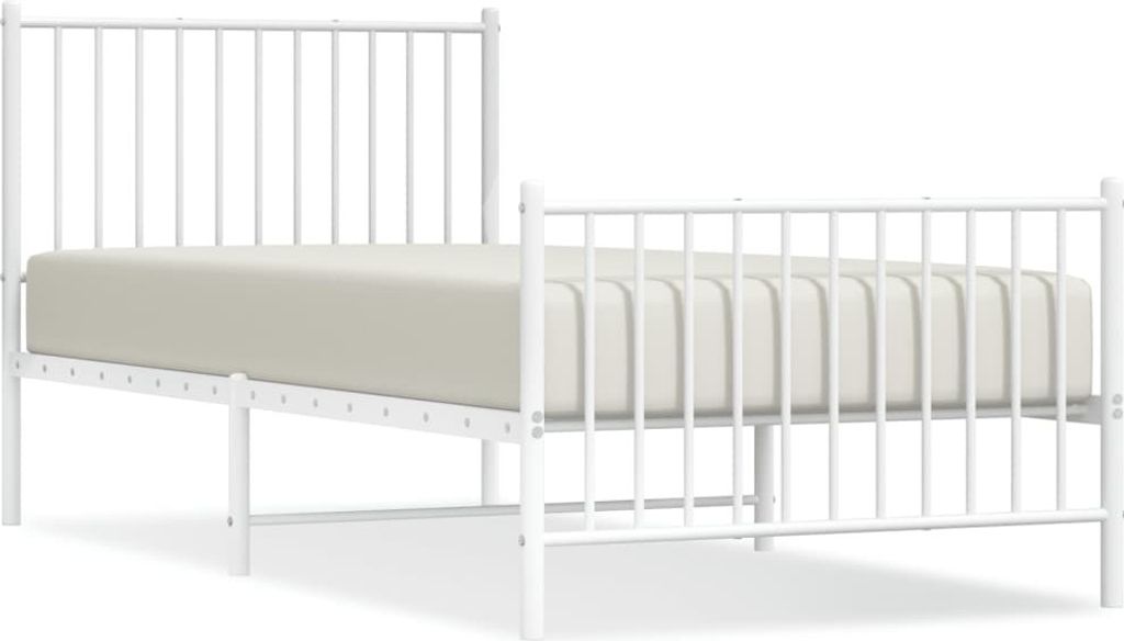 "SALE 2026" Bettgestell Einzelbett - Gästezimmer - mit Kopf- und Fußteil Metall Weiß 90x200 cm - Polsterbett Klassische Betten DE9326462