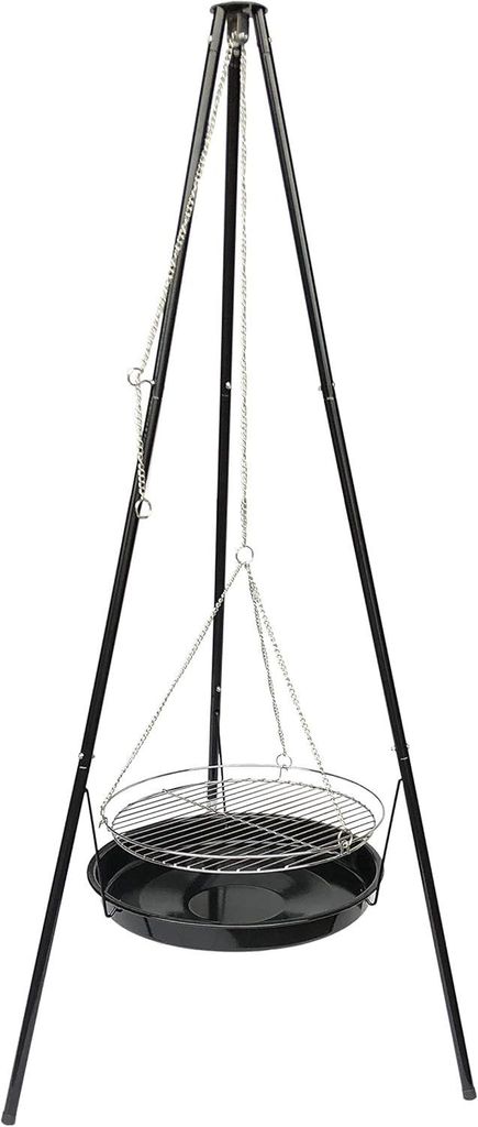 Grillchef by Landmann Schwenkgrill 0542, Dreibein-Grill mit Grillrost und Feuerschüssel, Holzkohlegrill mit Kettenzug