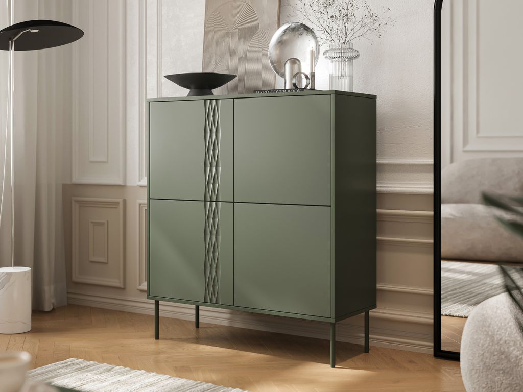 HARTSELE cassettiera stretta con ante - verde Immagine del prodotto 