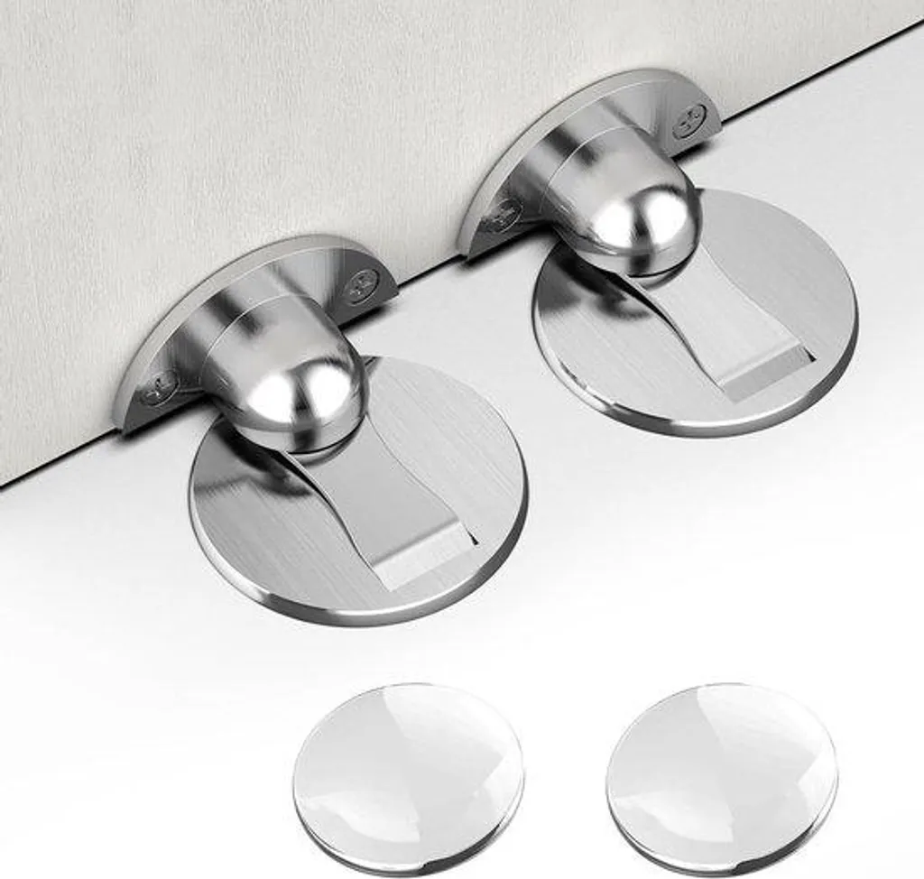 Lot de 2 butoirs de porte magnétiques invisibles avec fixation adhésive