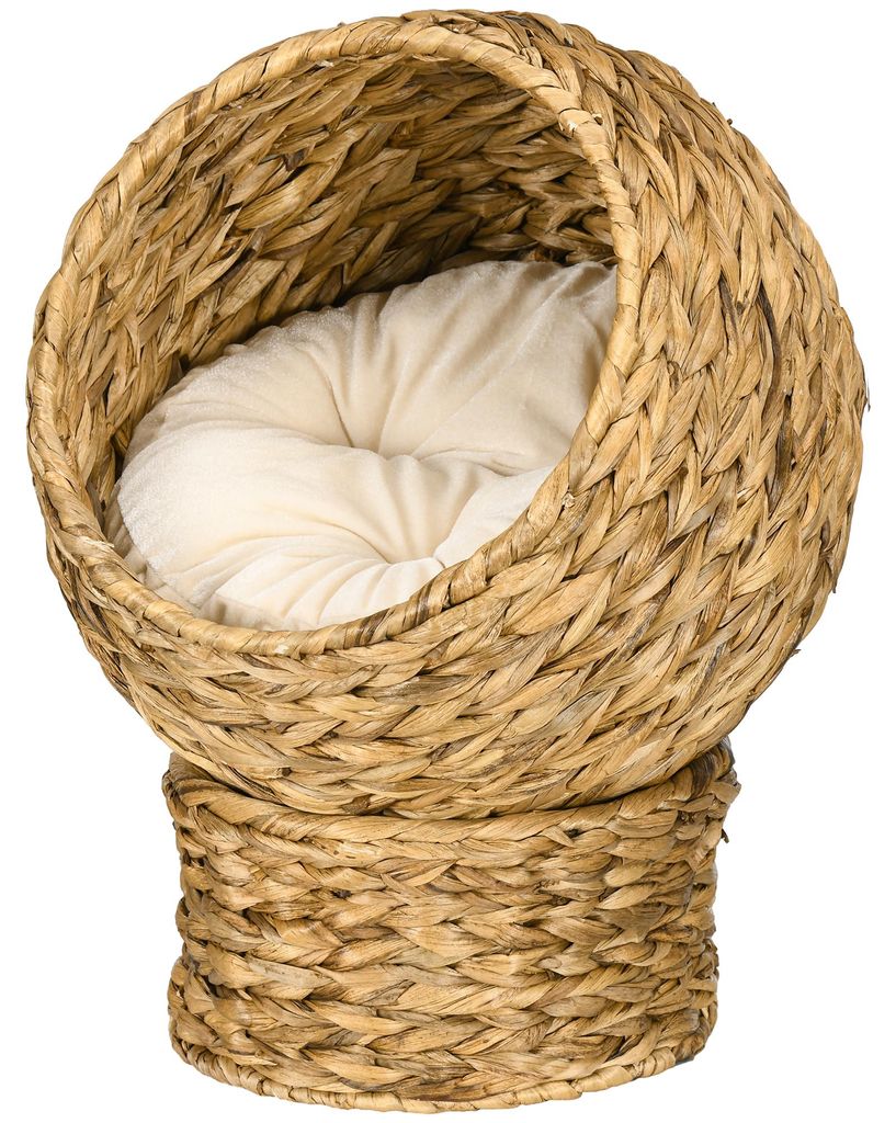 PawHut Rattan Katzenkorb Katzenhöhle Katzenbett mit Kissen Produktbild 