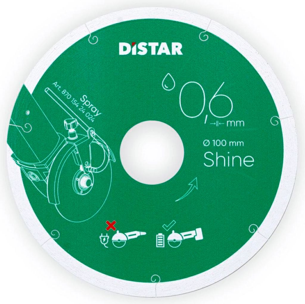 A circular diamond cutting disc with branding and specifications.