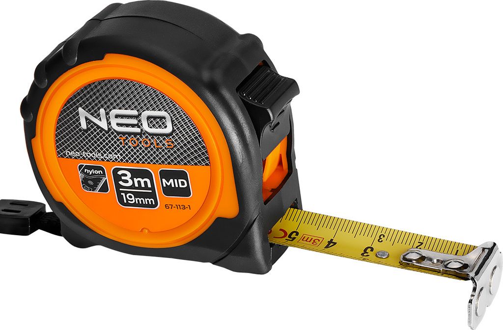 NEO TOOLS Bandmass Kunststoffgehäuse Nylonbeschichtung 3m