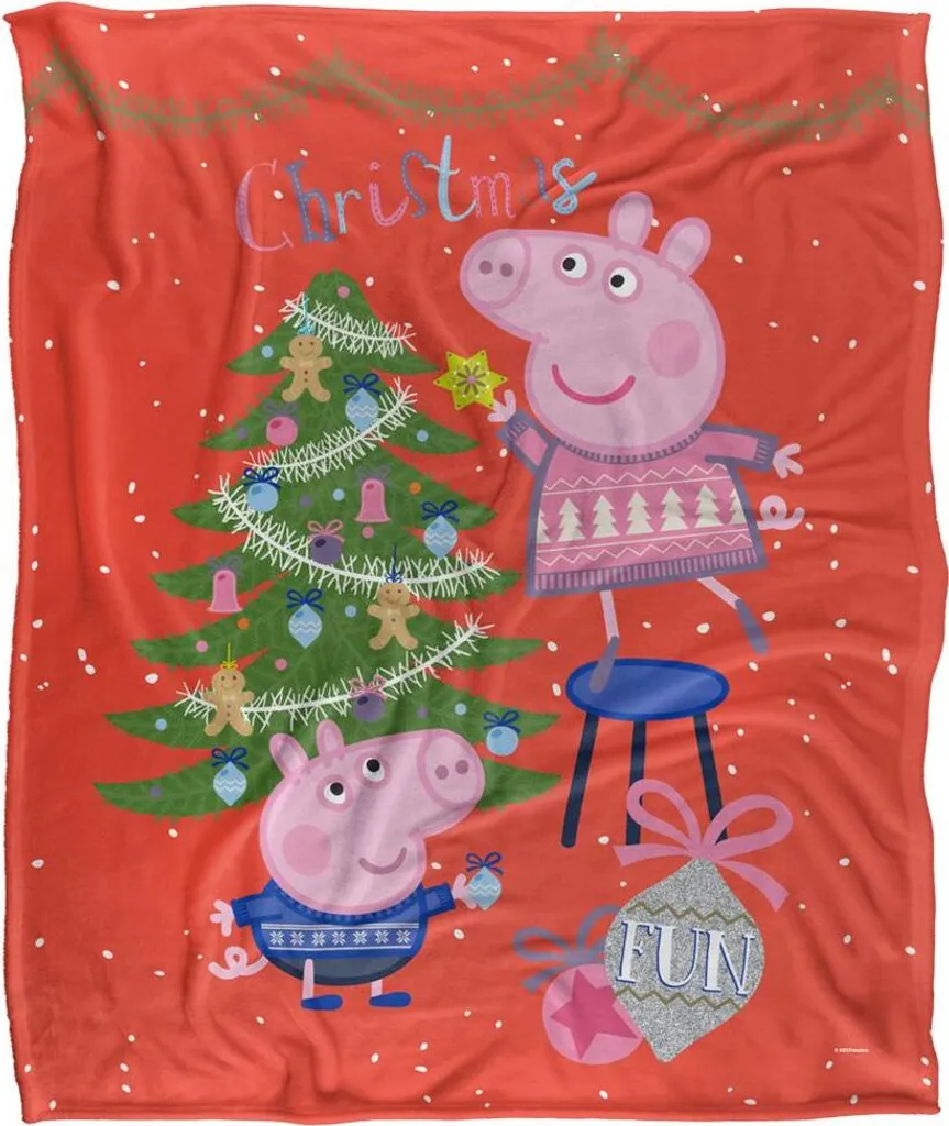 Peppa Pig Couverture Christmas Fun TV18910 Blanc pour Enfant en Hiver