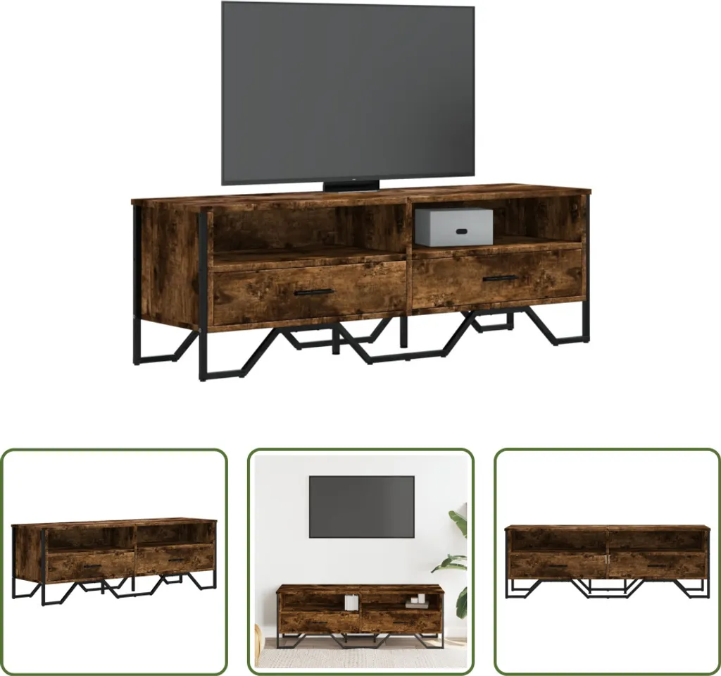 Mobile TV Economico e Robusto 122x34x41 cm Rovere Fumé Legno