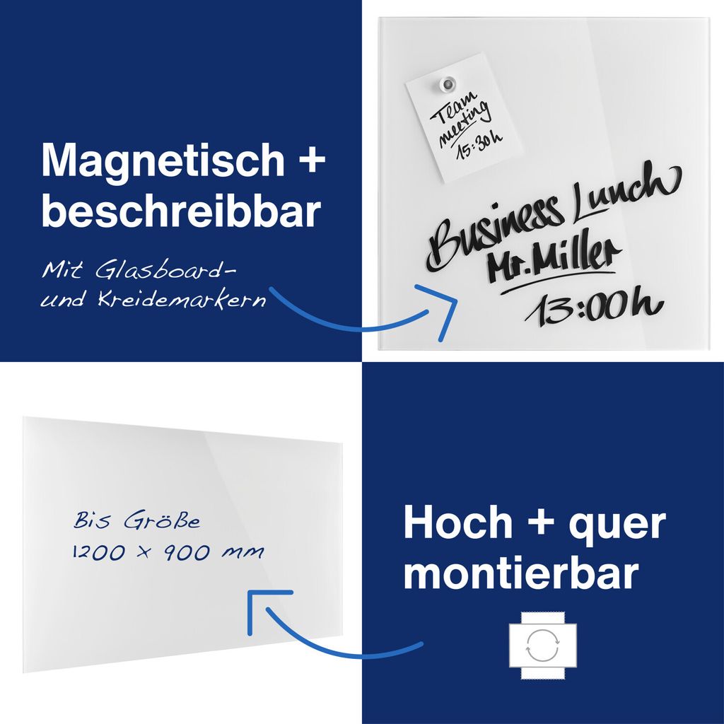 Design-Glasboards, magnetisch 100x600mm, briliant weiß