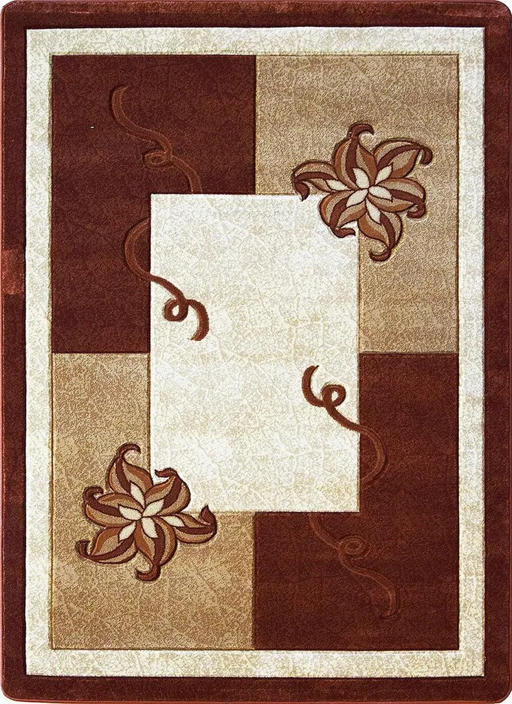 Tapis moderne à fleurs 160x220 ARTESIA 3 marron pour salon chic
