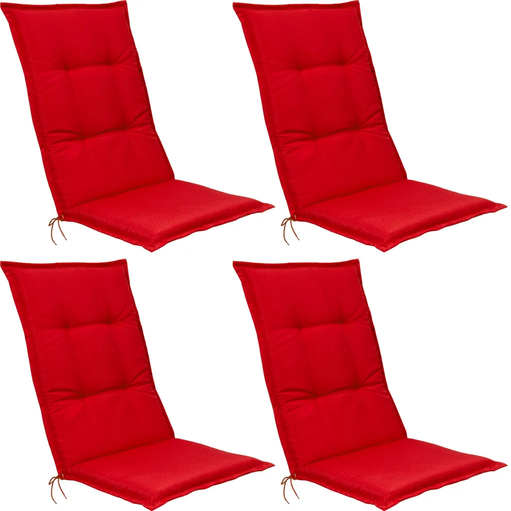 Beautissu Set di 4 cuscini per sedie a schienale alto Base HL 120x50x6cm