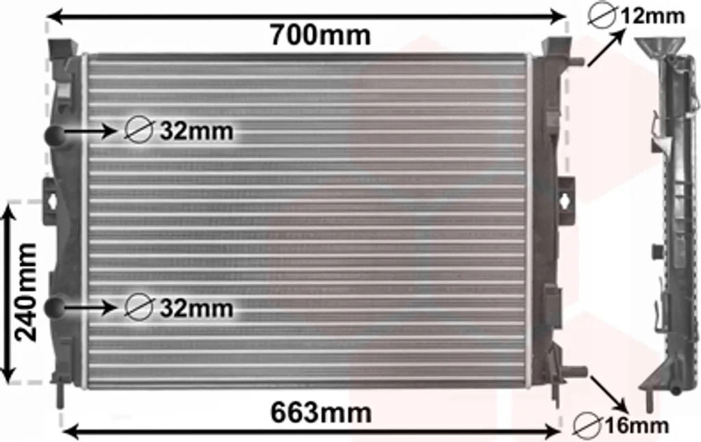 Radiateur de refroidissement moteur Van Wezel pour Megane et Scénic