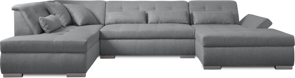 Lisa Design VERMONT, Wohnlandschaft 7-Sitzer Ecksofa in U-Form, XXL, links , Hellgrau