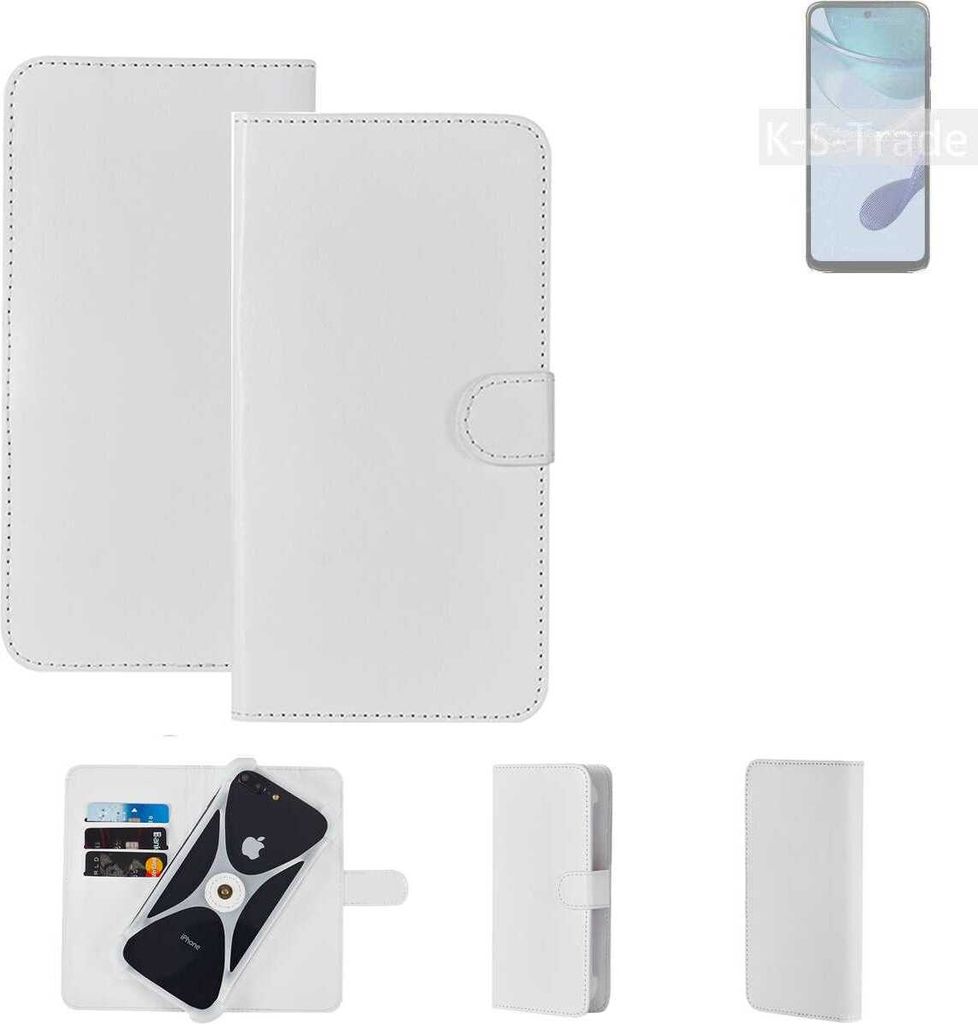 K-S-Trade Handy Hülle Schutz Hülle kompatibel mit Motorola Moto G53 5G Cover Case Bookstyle Bumper weiß 1x