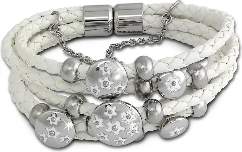 Amello D2LAQ001W1: Bracciale Donna Acciaio e Pelle Bianco Grigio Elegante