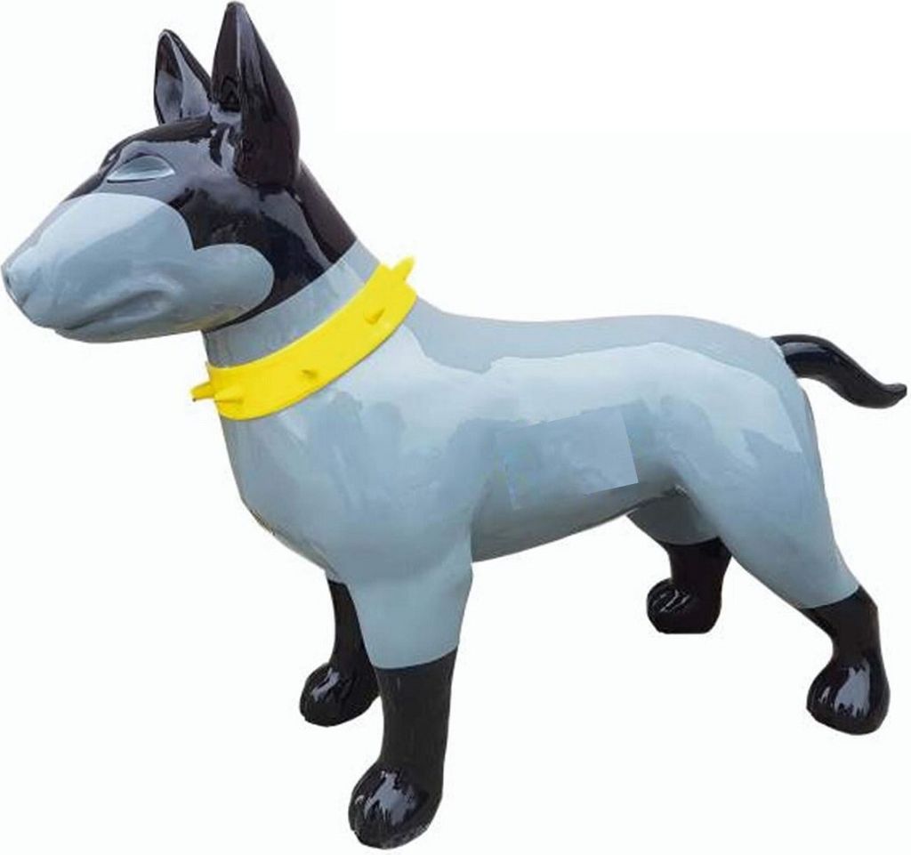 Casa Padrino XXL Deko Figur Hund Grau / Schwarz / Gelb 116 Produktbild 