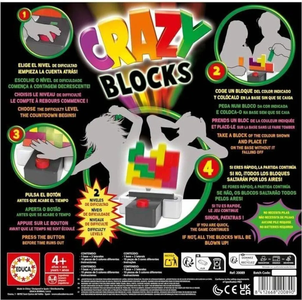 Jeu de Construction Crazy Blocks Educa Multicolore pour l'Éveil Créatif - 2