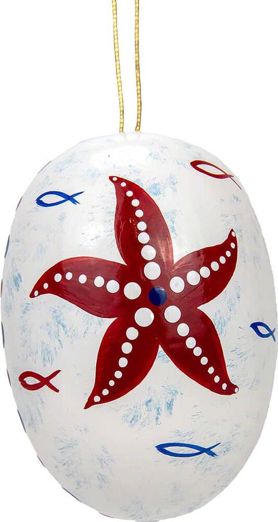 Osterei weiß mit Seestern (5,5cm) von Kunstgewerbe Uhlig