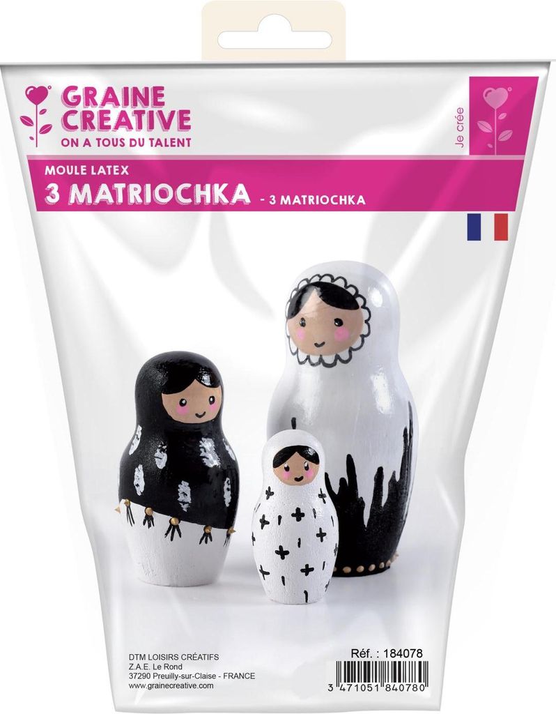 Graine Creative Gießform Matroschka Puppen Set Latex 3 Stück kreativ