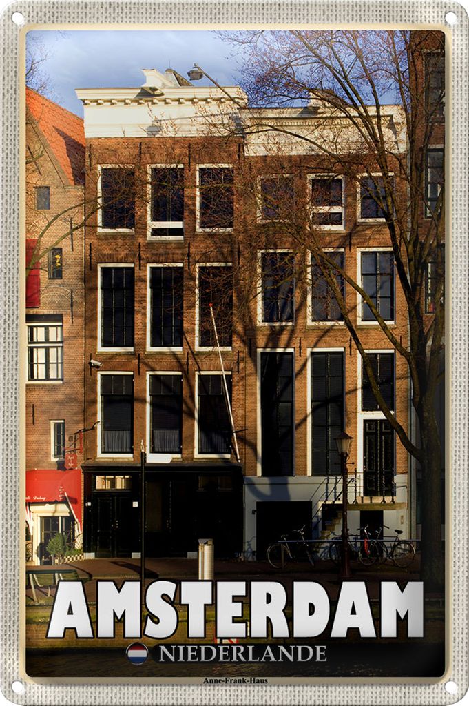 Blechschild Reise 40x30cm Amsterdam Niederlande Anne-Frank-Haus