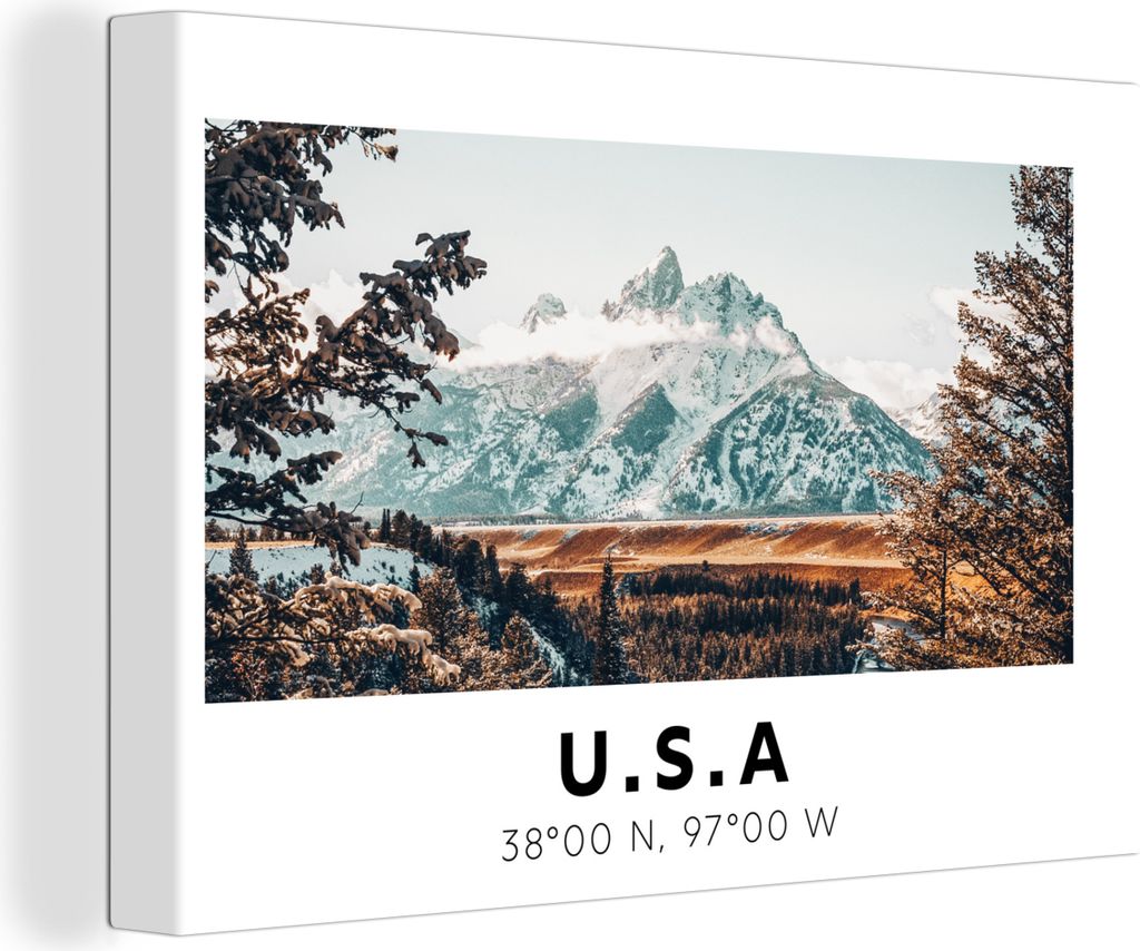 OneMillionCanvasses - Leinwandbilder - 150x100 cm, Amerika - Berge - Winter - Wald, Wandbilder Kunstdruck Wanddekoration - Foto auf Leinwand - Ge...