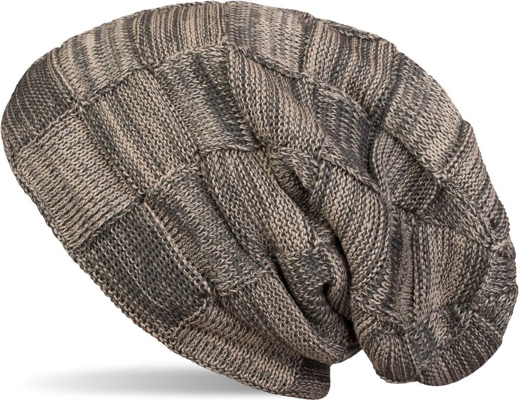 styleBREAKER warme Feinstrick Checked Beanie Mütze mit Flecht Muster und sehr weichem Fleece Innenfutter, Uni 04024090