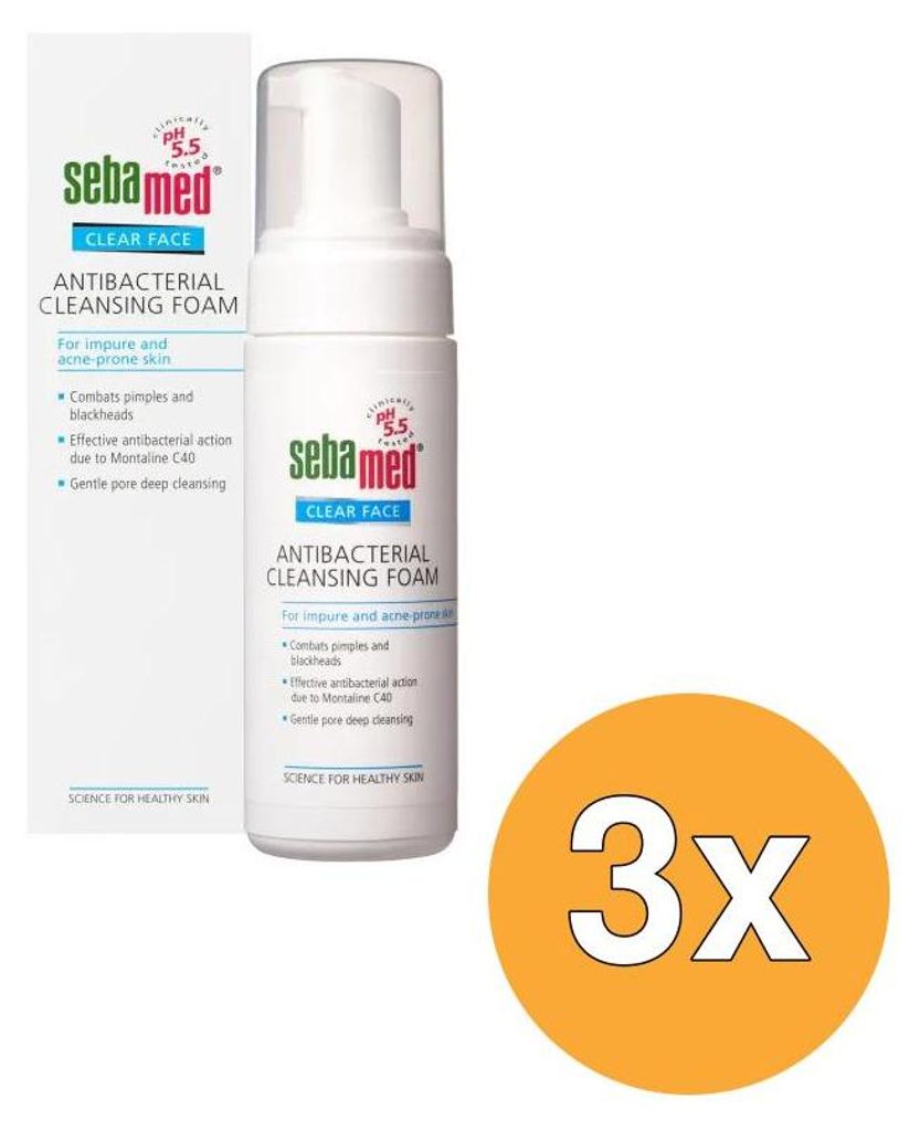 3x Sebamed Antibakterieller Reinigungsschaum (150 ml)