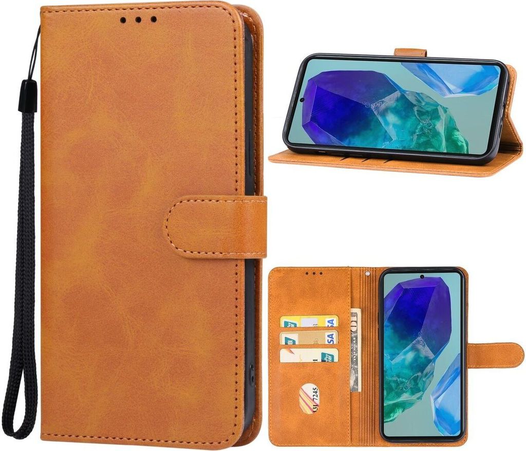 Mobigear Wallet Samsung Galaxy M55 Hülle Klapphülle Geldbörse - Braun