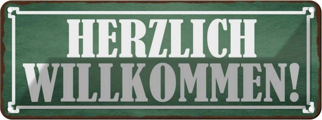 vianmo Blechschild 10x27 cm Herzlich Willkommen Geschenk Familie Freunde